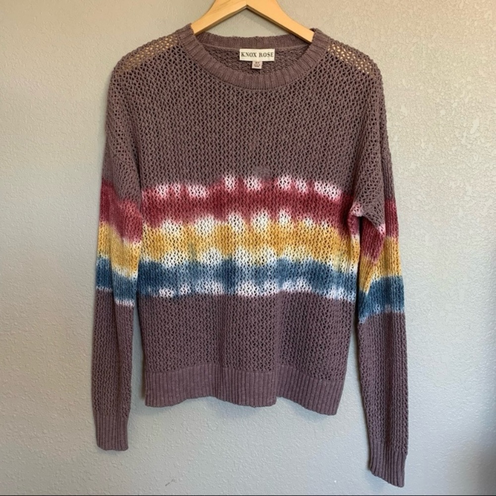Knox Rose Open Weave Sweater Size XS Tie-Dye Cotton NWT